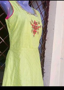 bust 38 Elegant Green Embroidered Ethnic Gown