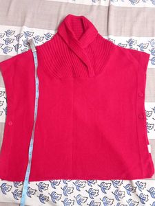 Red Knit Poncho Sweater