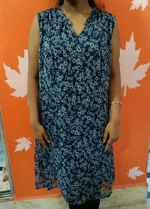 Blue Floral Sleeveless dress