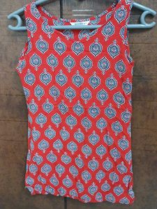 Red Printed Sleeveless Top