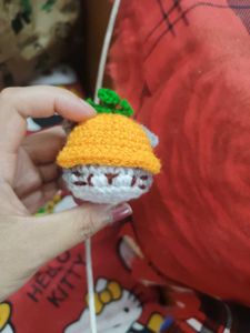 carrot hat cat crochet Keychain