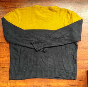 Men's Yellow &amp; Grey Cable Knit Sweater