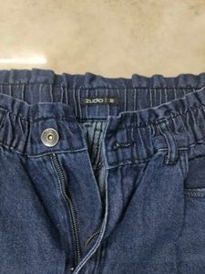 Women's Dark Blue Elastic Waist Denim Jeans