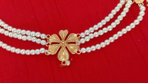 Pearl &amp; Gold Flower Necklace Set