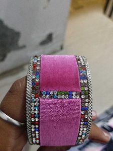 Pink &amp; Silver Cuff Bracelet