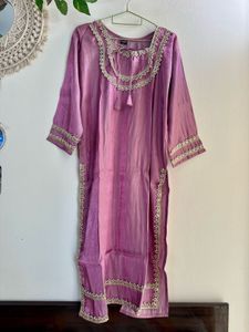 Mauve Japan silk embroidery Suit pant set