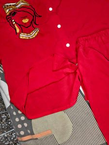 Red Cartoon embroidery cord set