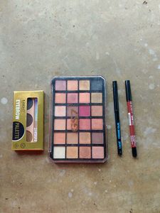 Eyeshadow Palette & Kajal Bundle & lip liner& eyeb