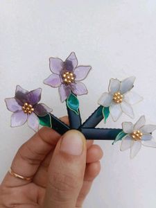 Handmade Floral Resin Hair Clips Set
