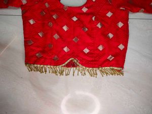 Beautiful Red &amp; Cream Lehanga Choli