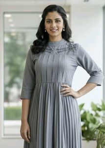 1hr offer ⚡ Elegant Grey Ethnic Dress