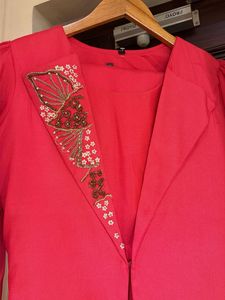 Elegant Pink Embellished Top &amp; Jacket