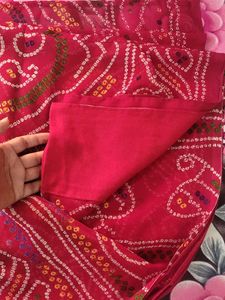 unused Vibrant Bandhani Saree with Blouse