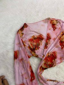 Marble Printed Wrap Top /