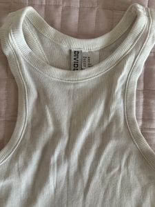 Zara Brown top &amp; H&amp;M White Ribbed to