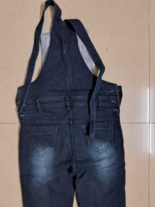 Ripped Denim Overalls