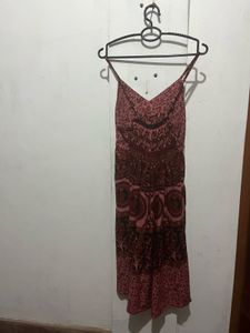 Length-38,,Boho Print Tiered Midi Dress