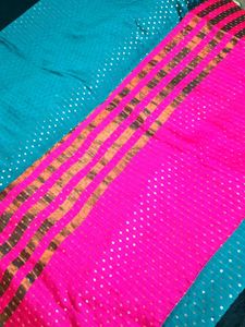 Beautiful Teal Saree with Gold Border