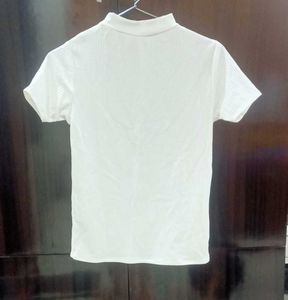 White Ribbed Mock Neck Tshirt