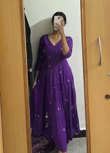 Elegant Purple Embroidered Anarkali Gown