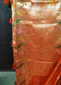 Benarasi Orange Floral Saree