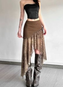 Boho Animal Print Asymmetrical Skirt