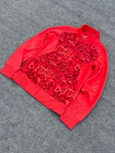 Vibrant Red Graphic Track Jacket