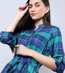 Plaid Checks Flared Dress