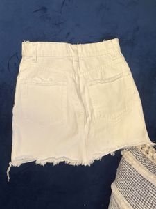 White Denim Mini Skirt