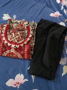 Elegant Printed Kurta Set with Pants lil warm