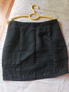 Chic Black Skirt with Laser Cut Detail