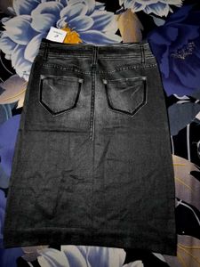 blackish grey pencil fit skirt polyester fabric