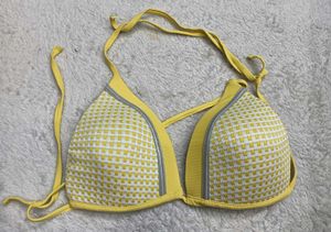 Yellow & White Checkered Bikini Top ♥️