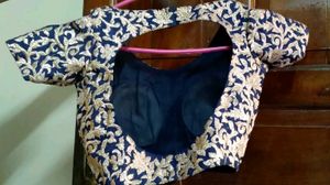 Embroidered Navy Blue Blouse and skirt
