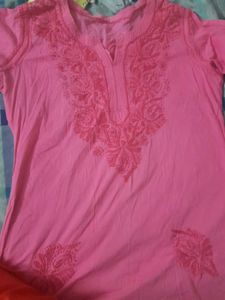 Pink Embroidered Kurta