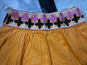 Vibrant Orange Embroidered Ethnic Skirt