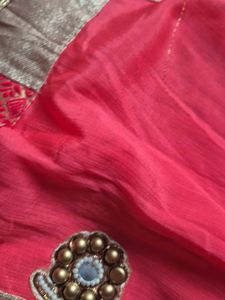 Vibrant Red Embroidered Saree
