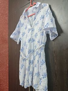 Chic Blue Floral Shirt Dress
