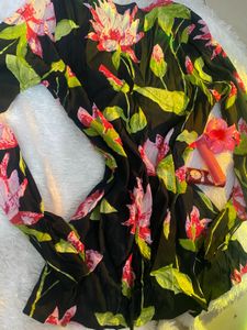 Black Floral Kurta