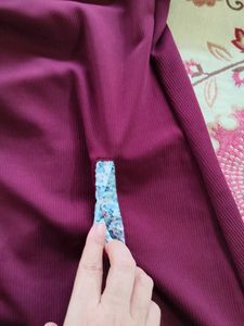 Maroon Dress with Floral Sleeves