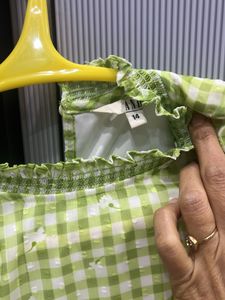 Green Checkered Long Sleeve Top