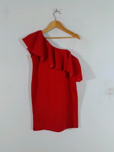 Red One Shoulder Dress For Girl's
