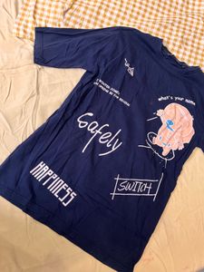 Navy Blue Graphic Print T-Shirt