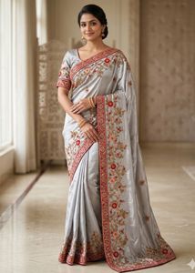 Embroidered Silk Saree