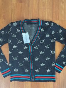 Crown Print V-Neck Cardigan
