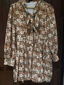 Floral Tie Neck Dress