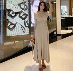 Elegant Beige Wrap imported dress