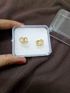 Heart Stud Earrings with Diamonds
