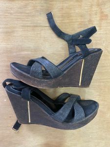 Sparkly Black Strappy Heels