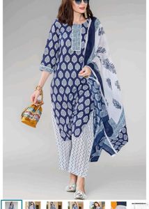 Stylish Blue Printed Kurta Set with Dupatta